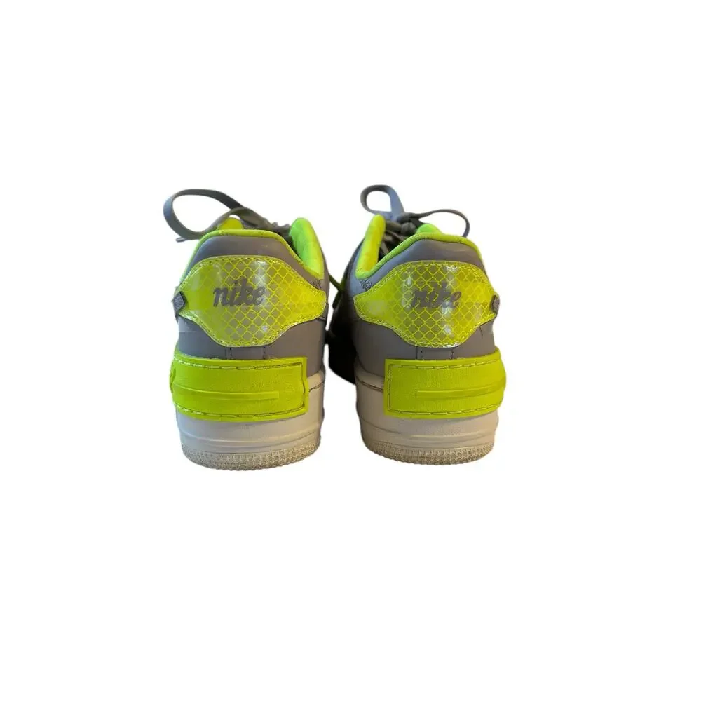 Nike Air Force 1 Shadow Atmosphere Grey Neon Green Reflective Logo Sneaker  8